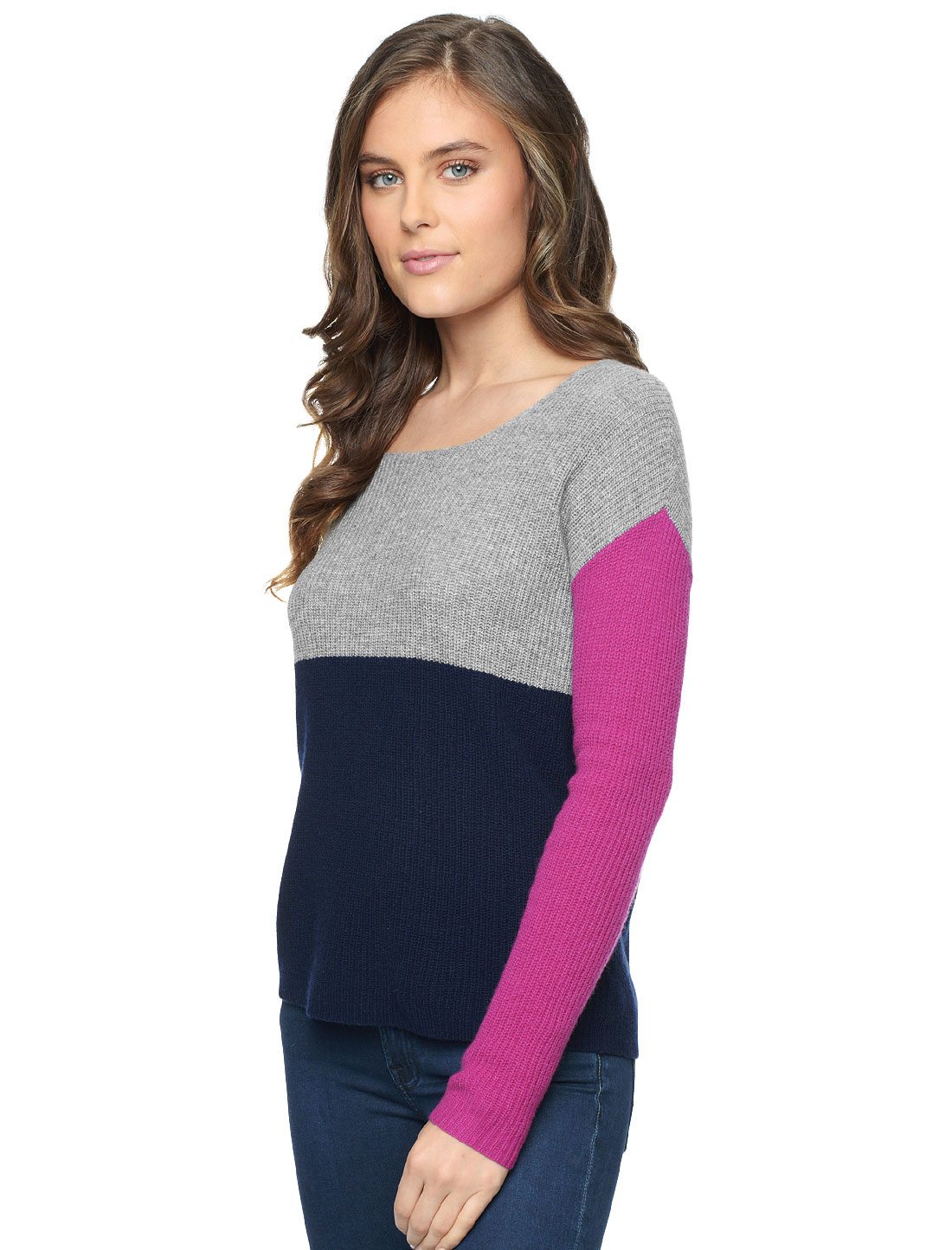 Splendid Cashmere Color Block Pullover in Gray | Lyst