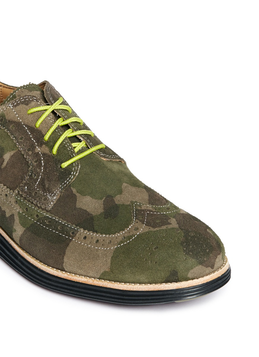 Lyst - Cole Haan Forest Camo Suede Lunargrand Wingtip in Green for Men