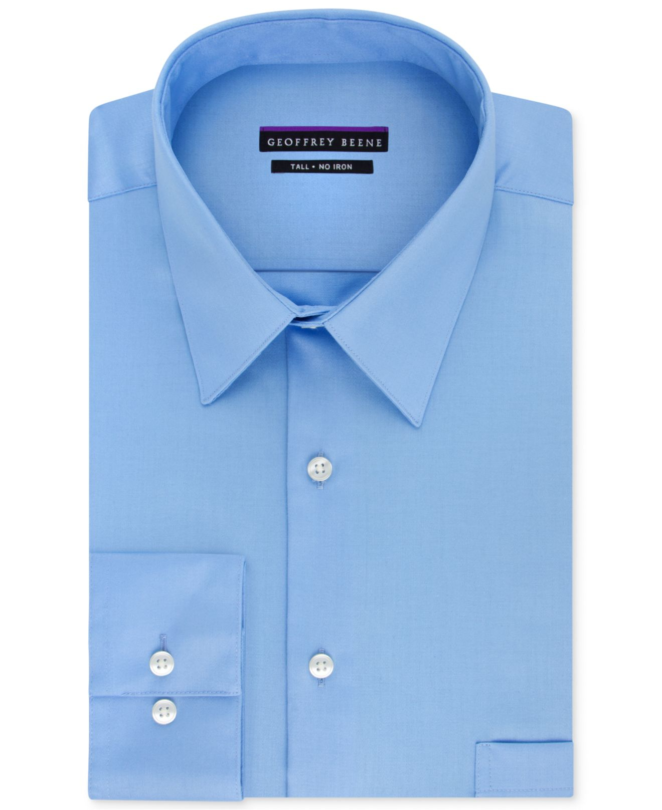 Geoffrey Beene Big And Tall Non-Iron Sateen Solid Dress Shirt in Blue ...