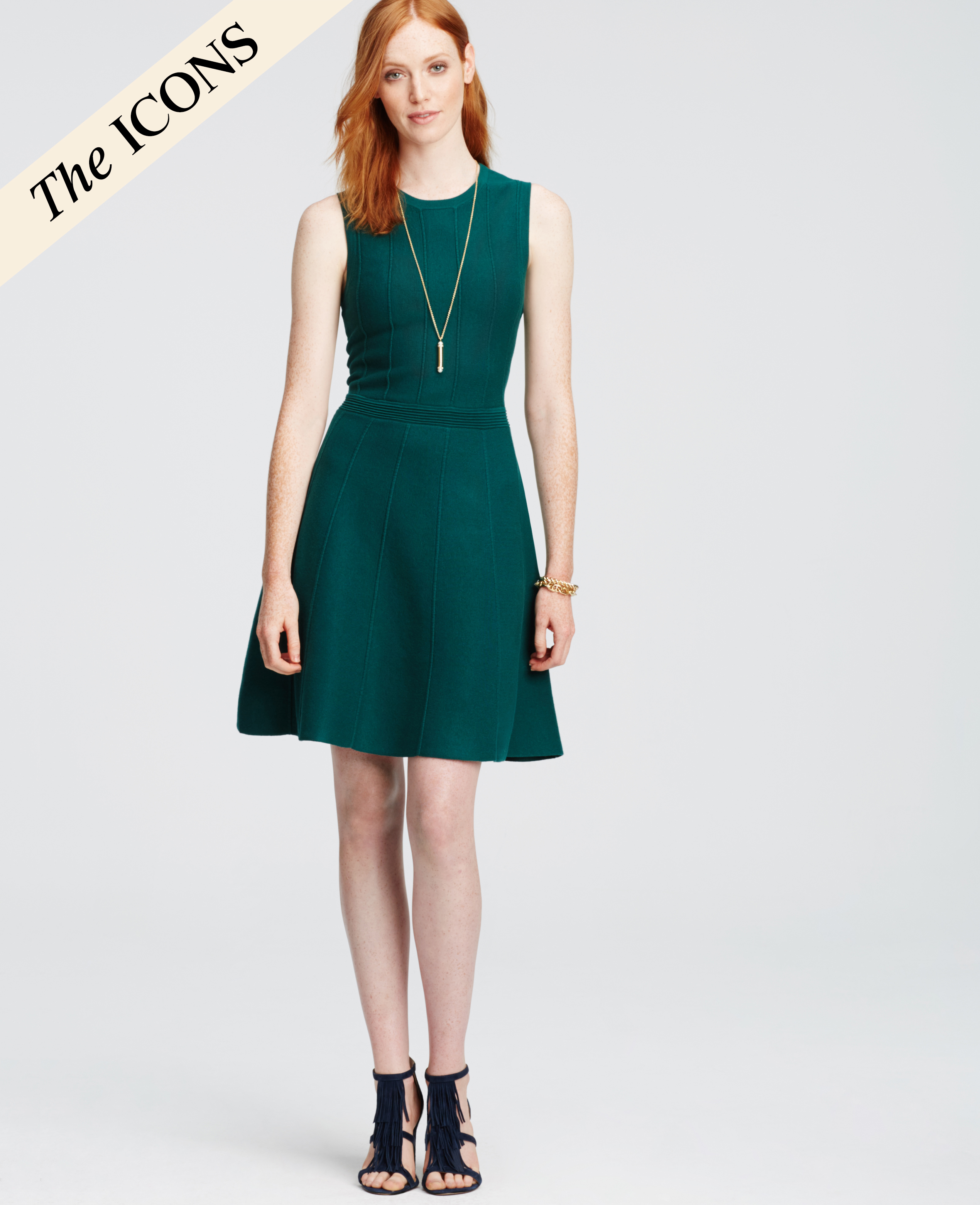 Lyst Ann Taylor Sleeveless Sweater Dress In Green Gallery