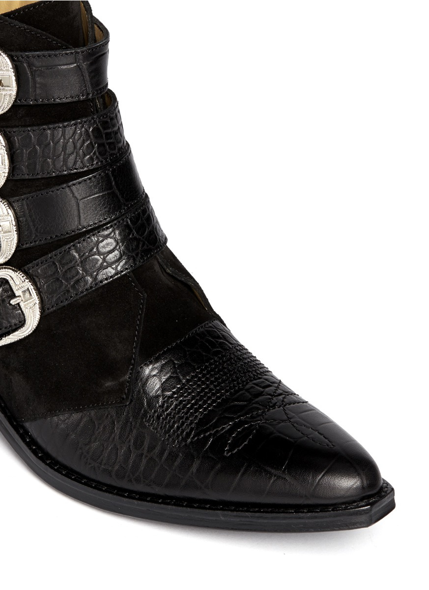Lyst - Toga Buckle Suede Leather Cowboy Boots in Black