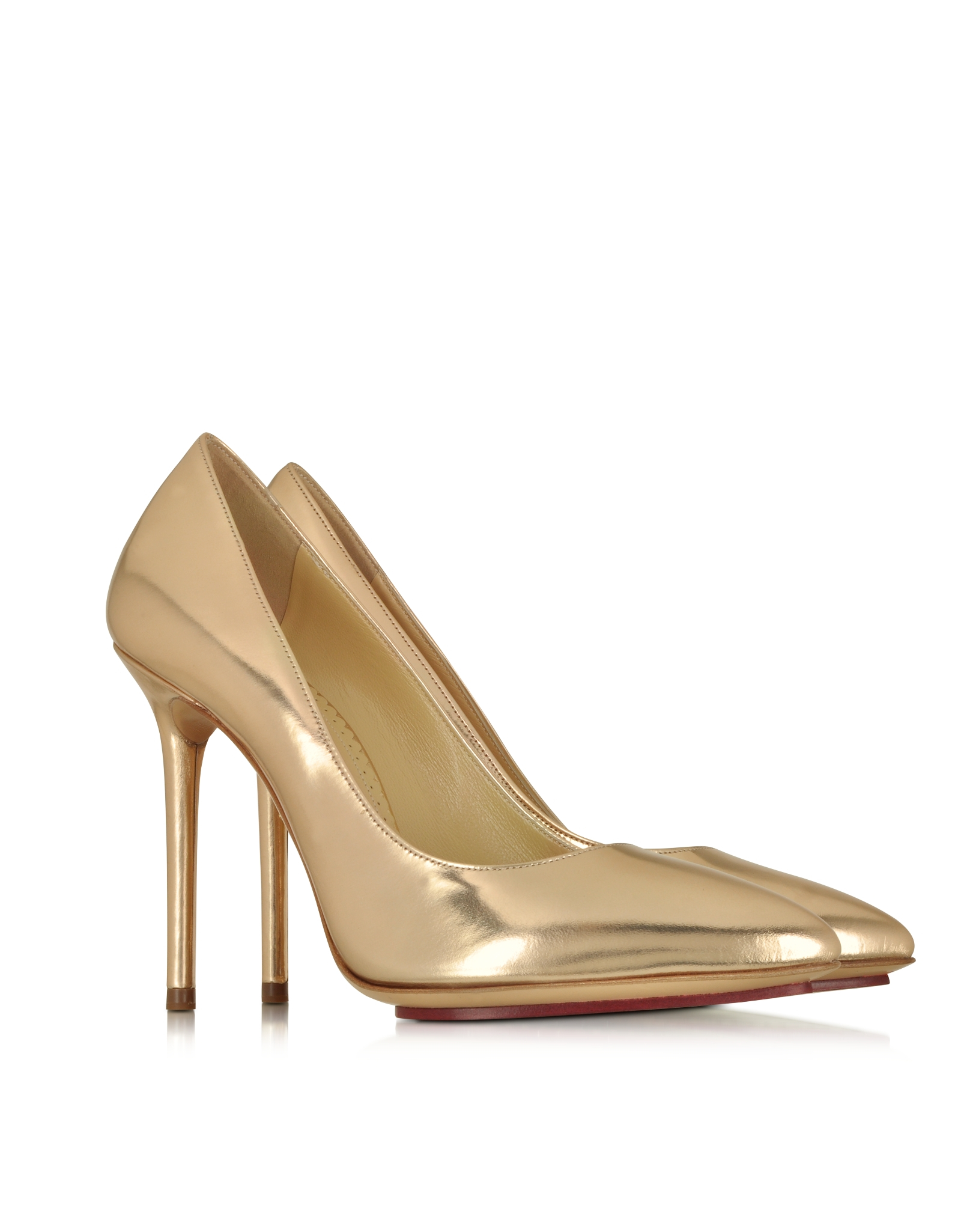 Charlotte olympia Monroe Rose Gold Metallic Leather Pump in Gold (rose ...
