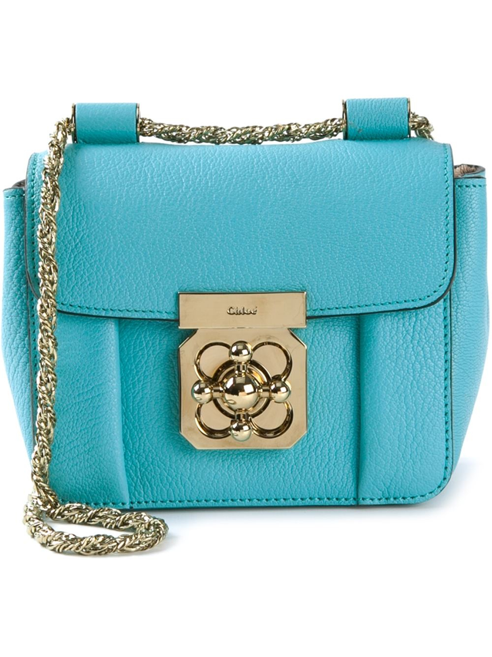 Chlo Elsie Leather Cross-Body Bag in Blue | Lyst  