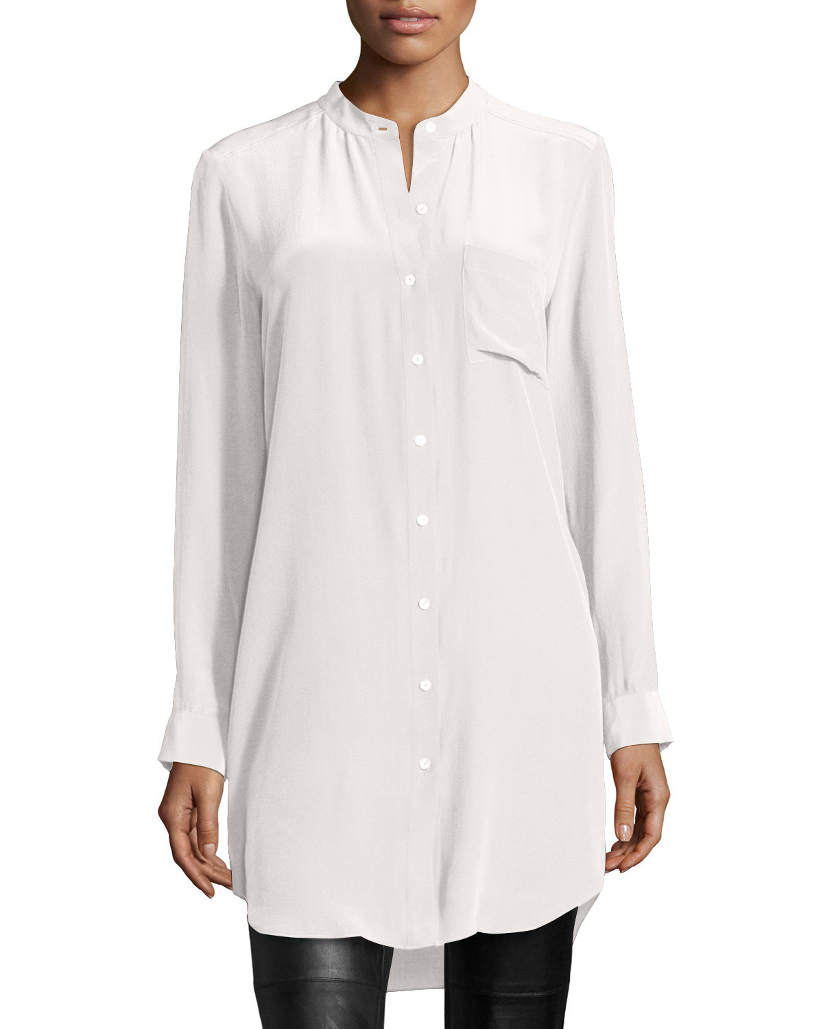 Eileen fisher Long-sleeve Silk Tunic/shirt in White (BONE)