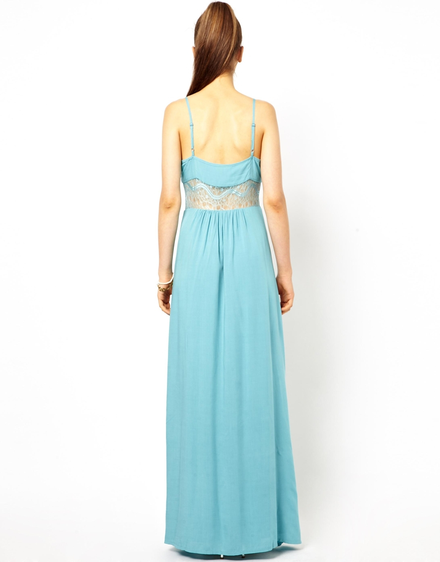 Jarlo Patricia Maxi Dress with Lace Insert in Blue Lyst