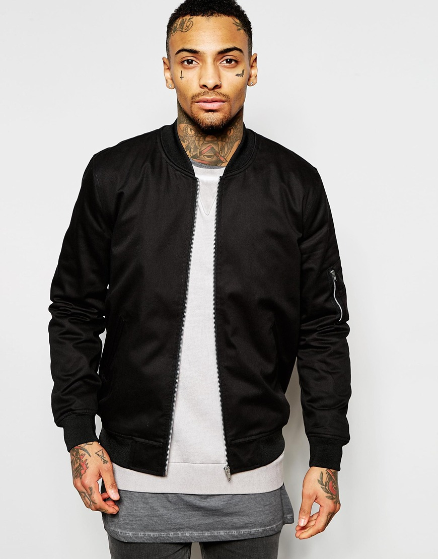 Lyst - Asos Bomber Jacket In Black - Black in Black for Men