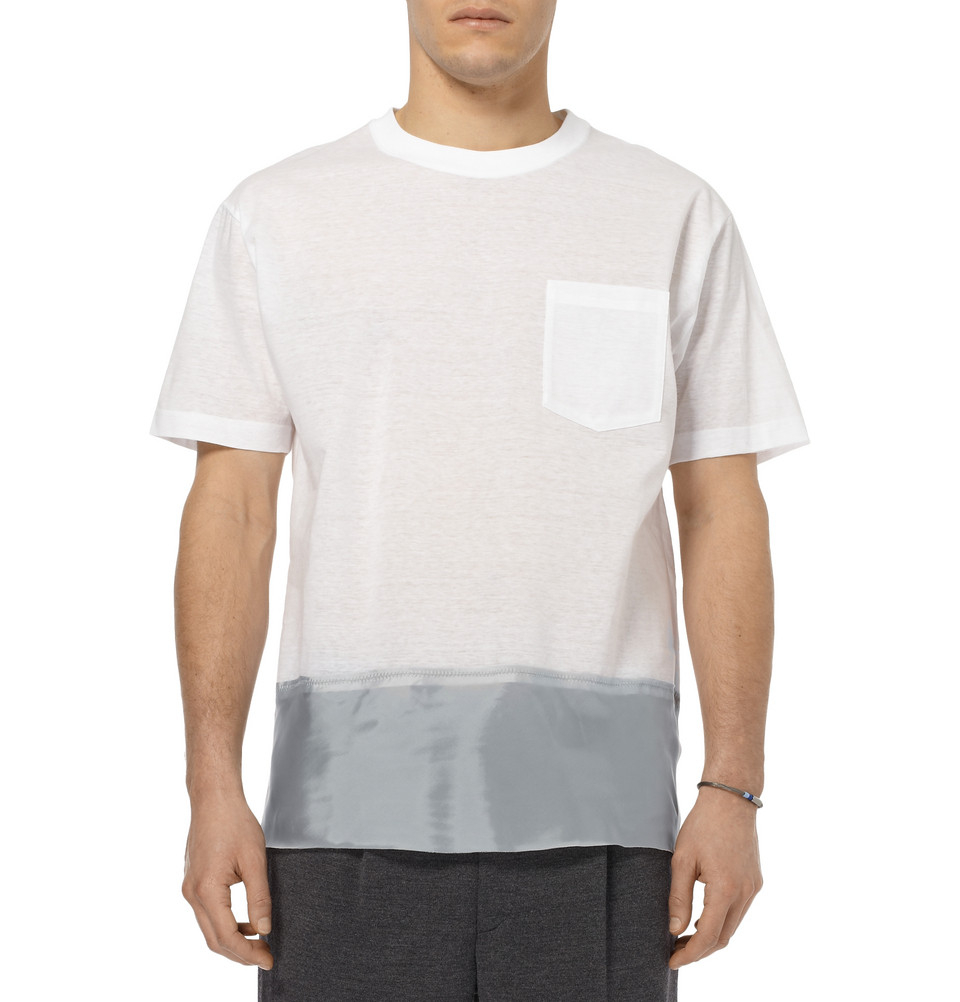Kolor Colour-Block Cotton-Organza And Satin T-Shirt in White for Men | Lyst