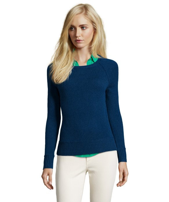 Lyst - Magaschoni Navy Cashmere Knit Hi-low Raglan Sleeve Sweater in Blue