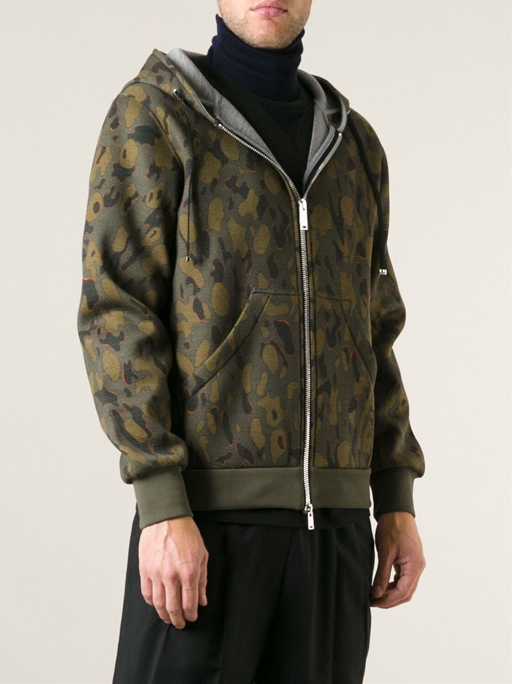 Moncler gamme rouge Camouflage Pattern Hoodie in Green for Men | Lyst