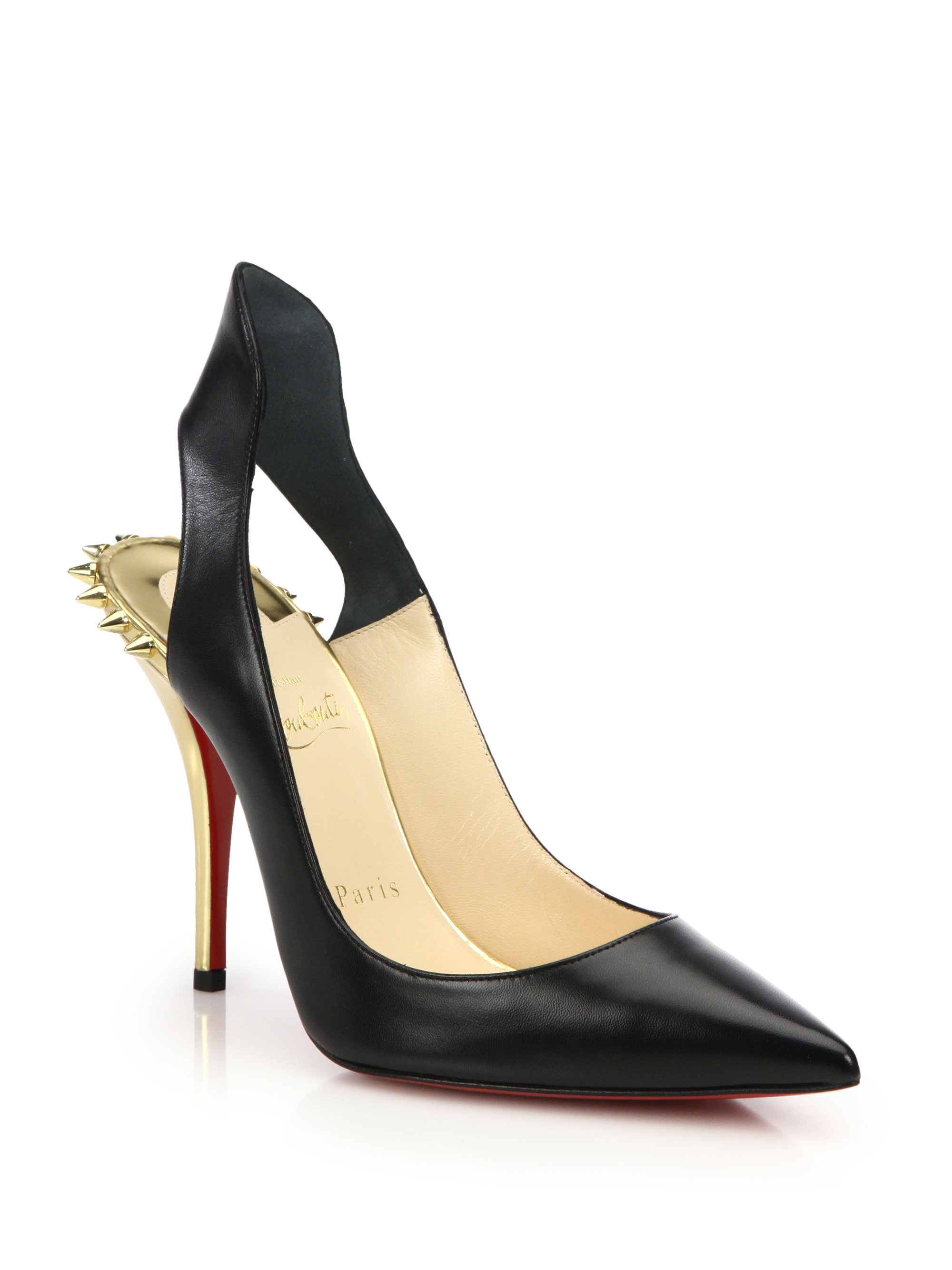 louboutin replica boots - Christian louboutin Survivita Spiked Leather Slingback Pumps in ...