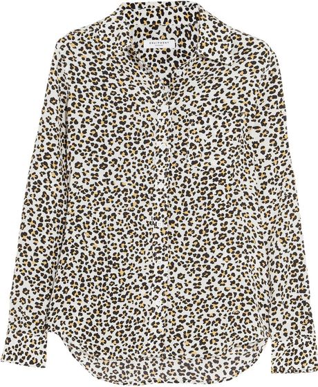 Equipment Brett Leopardprint Washedsilk Shirt in Animal (Off-white) | Lyst