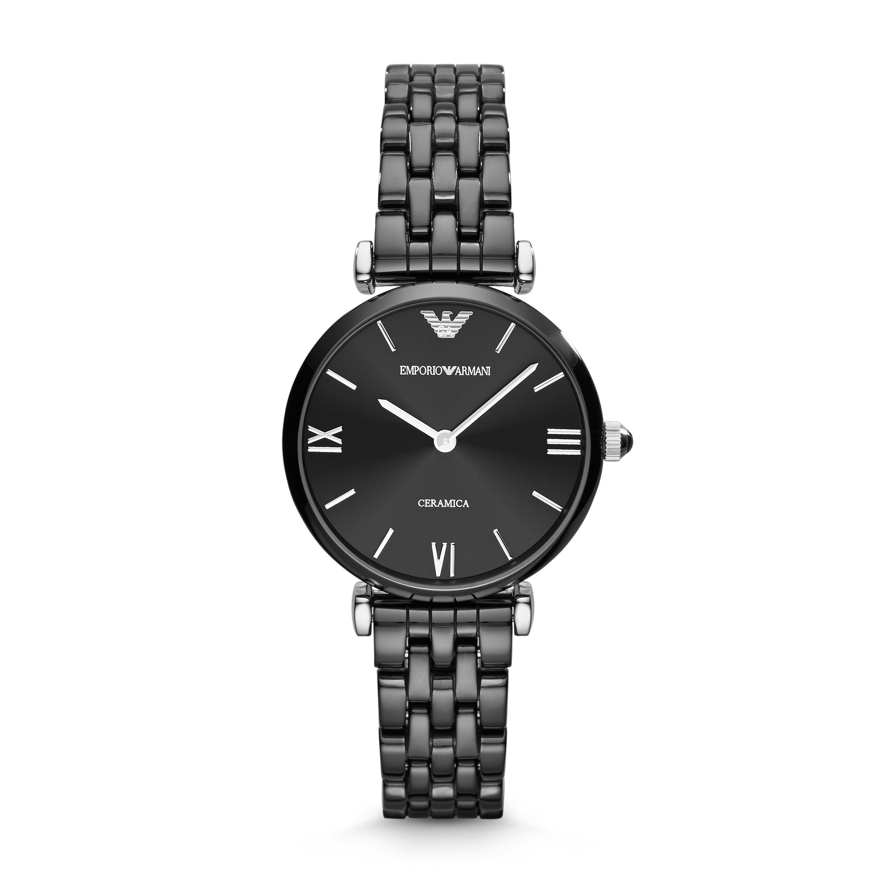 Emporio armani Ceramic Black Ladies Bracelet Watch in Black | Lyst