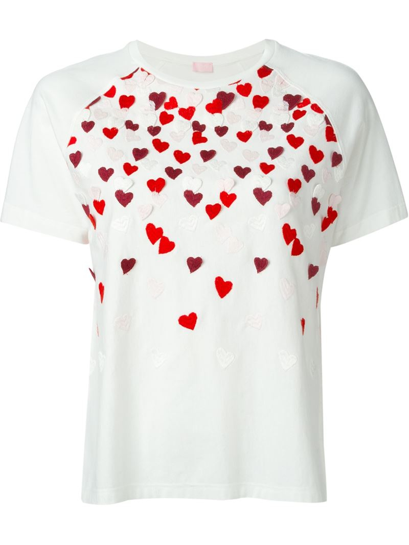 Lyst - Giamba Embroidered Heart T-shirt in White