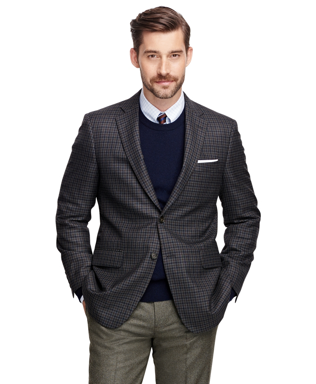 Brooks brothers Madison Fit Saxxon Wool Check Sport Coat in Gray for ...