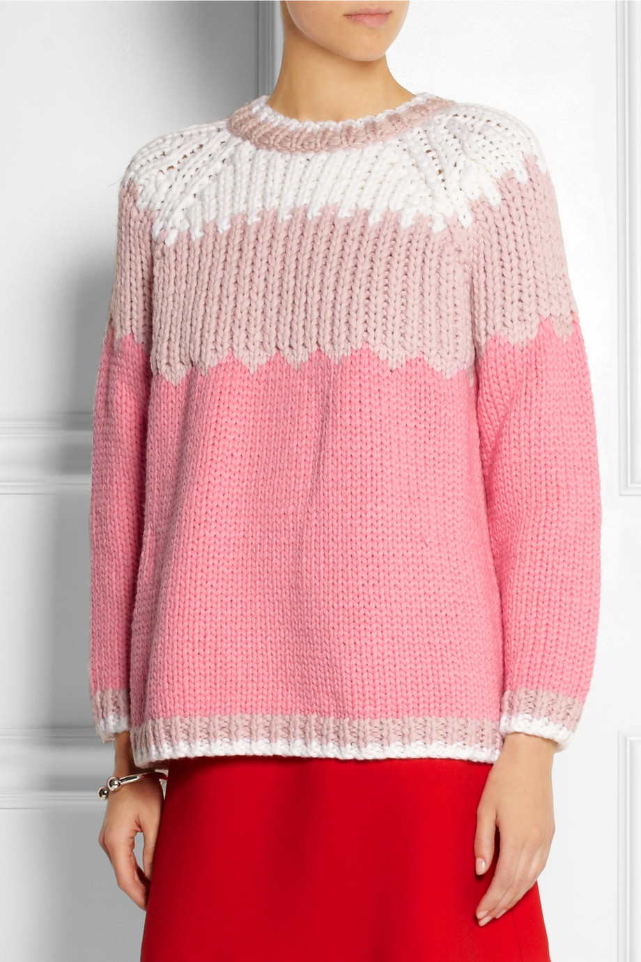 Miu Miu Chunky-knit Wool Sweater in Pink - Lyst