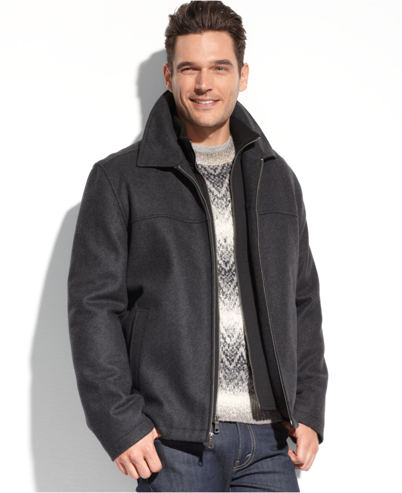 Lyst - Tommy Hilfiger Melton Wool Zip-Front Bib Coat in Gray for Men