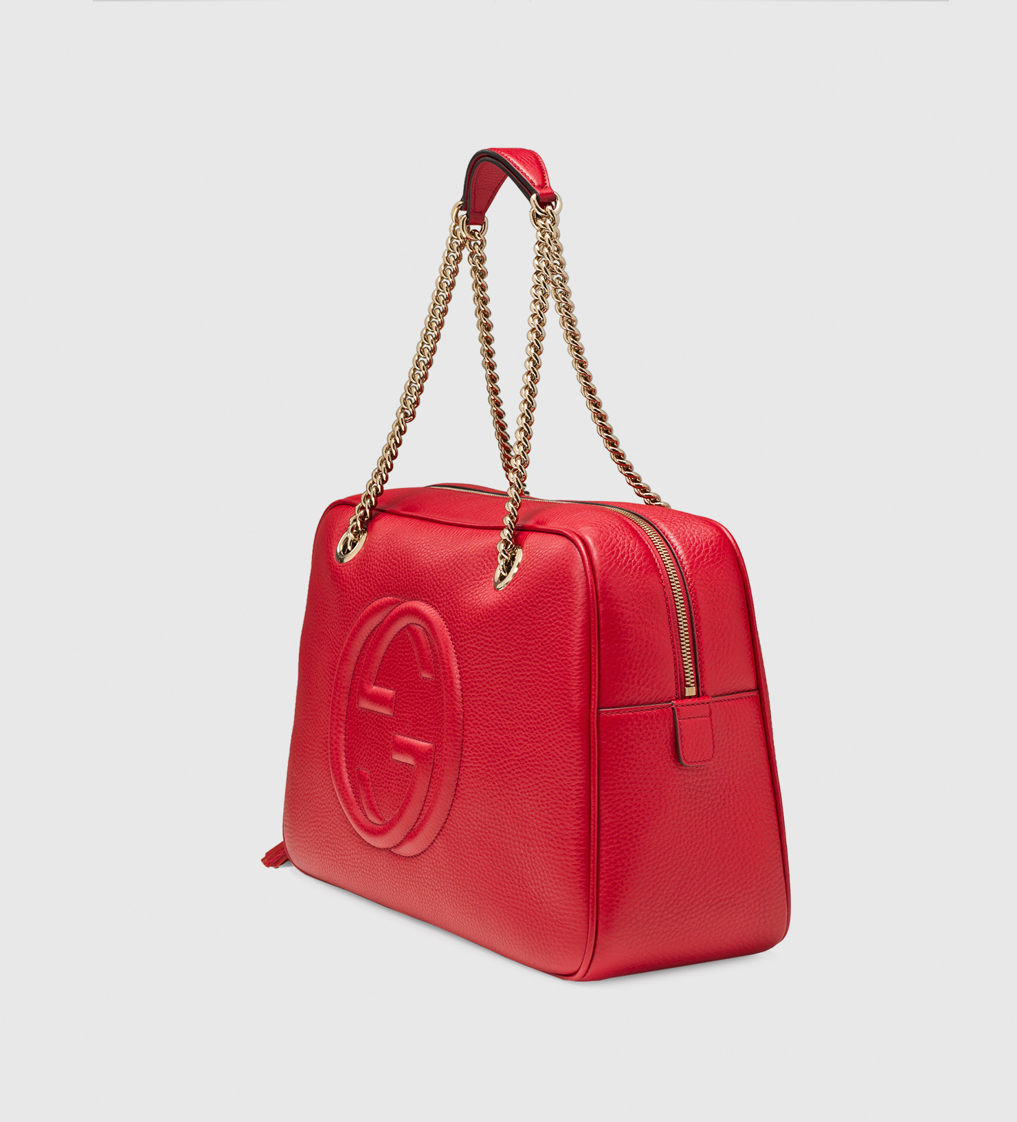 Lyst - Gucci Soho Leather Chain Shoulder Bag in Red