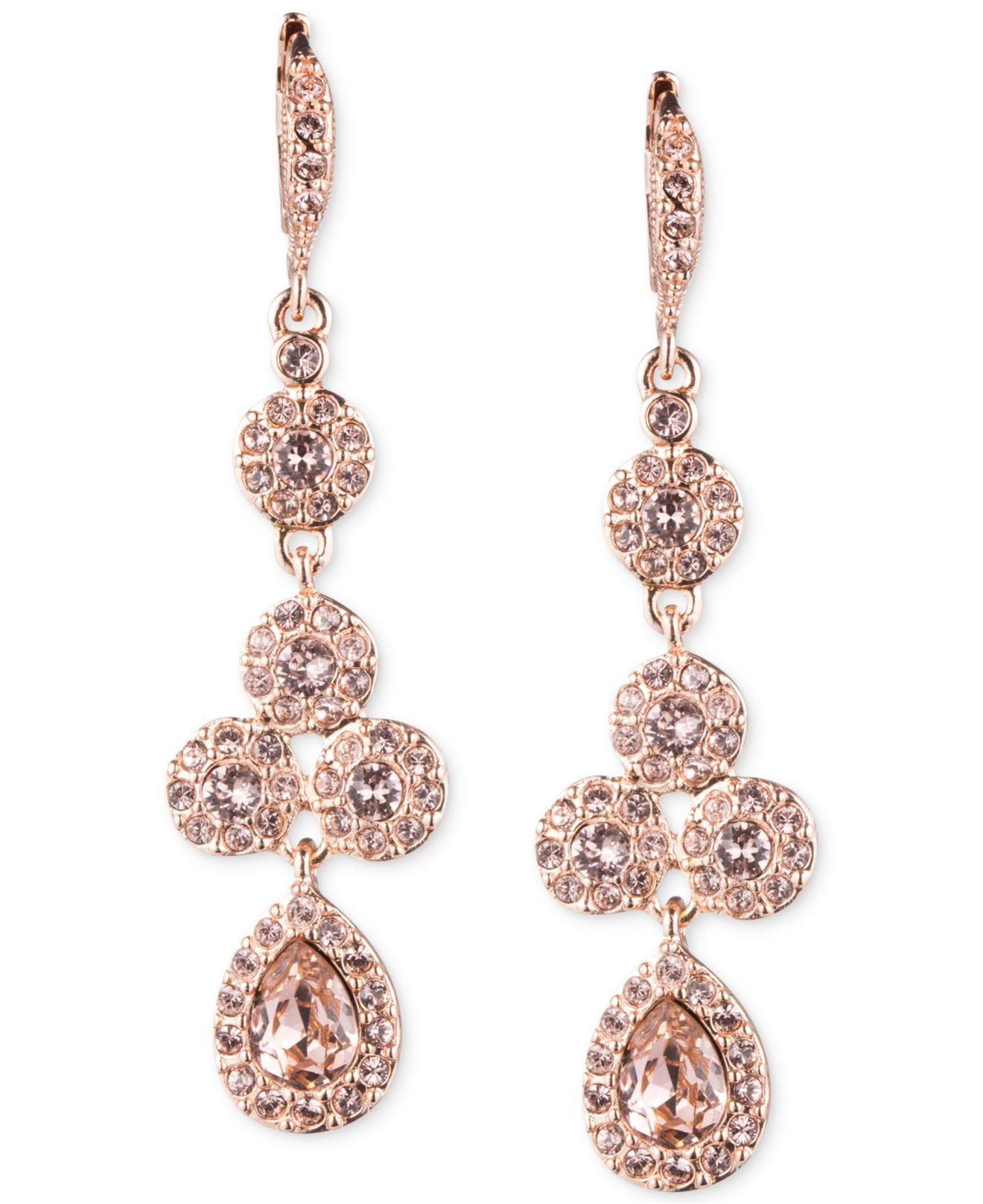 Givenchy Rose Gold-tone Swarovski Element Linear Drop Earrings in Pink