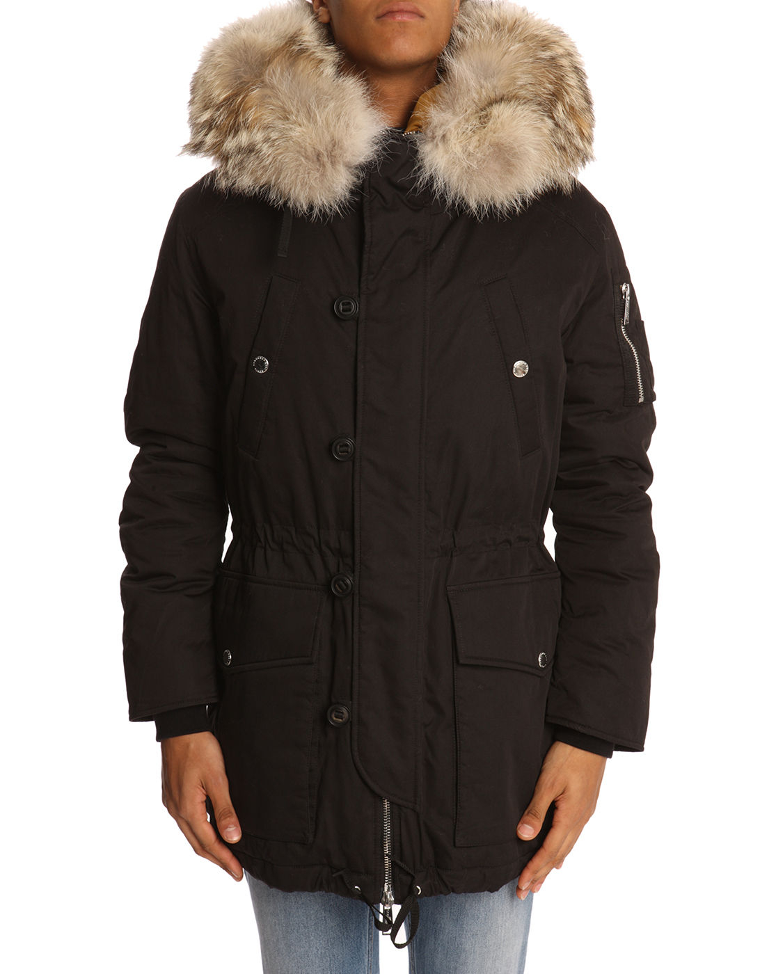 Dsquared² Black Parka with Coyote Collar in Black for Men | Lyst