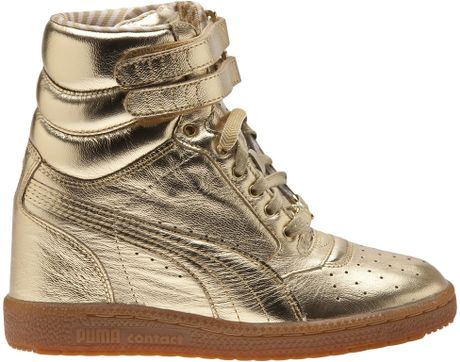 Puma Sky Wedge Sneaker in Gold (metallic) | Lyst