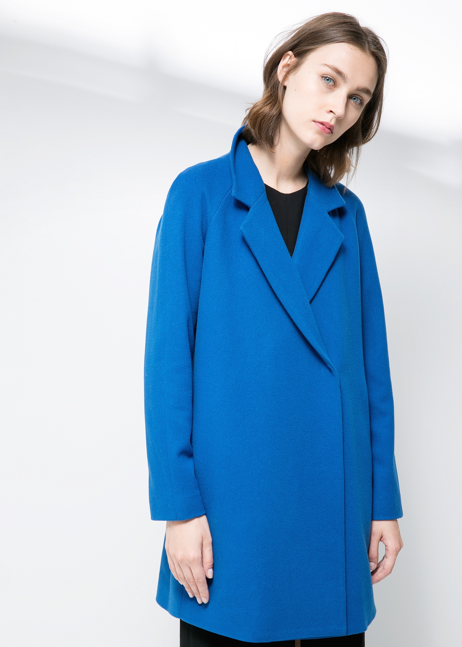 Mango Lapel Wool-Blend Coat in Blue (Folder Blue) | Lyst
