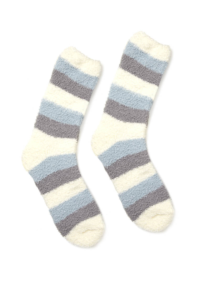 Lyst - Forever 21 Striped Fuzzy Sock Set in Blue