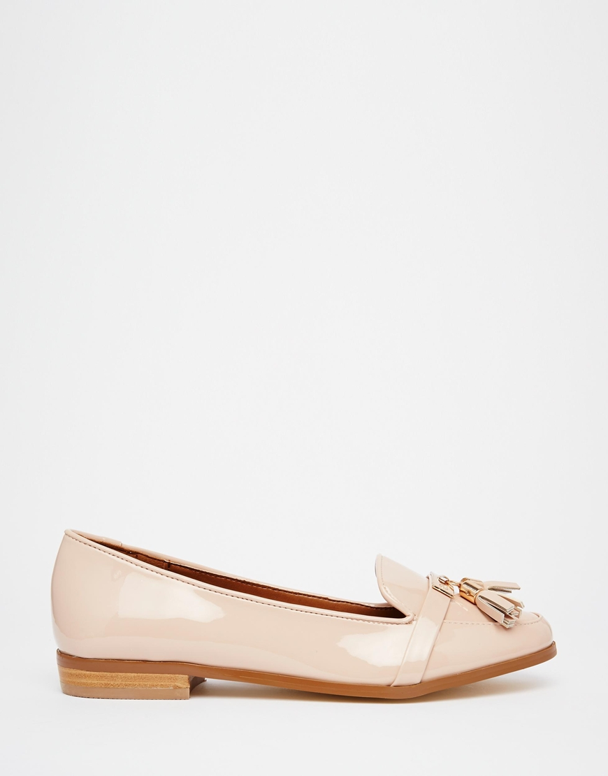 Lyst - Miss Kg Nadia Nude Patent Loafer Flat Shoes in Natural