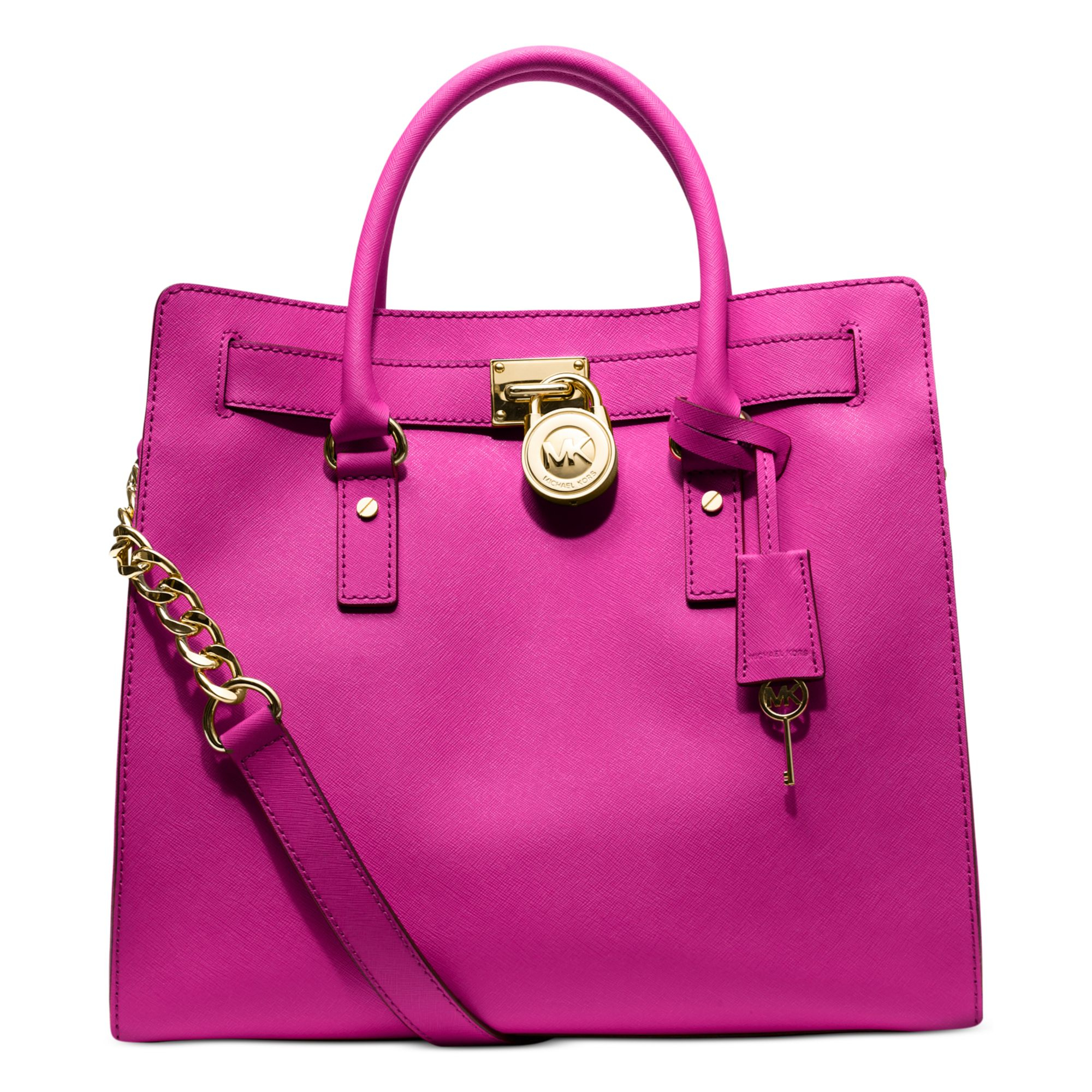 Lyst Michael Kors Hamilton Saffiano Leather Tote In Pink Gallery