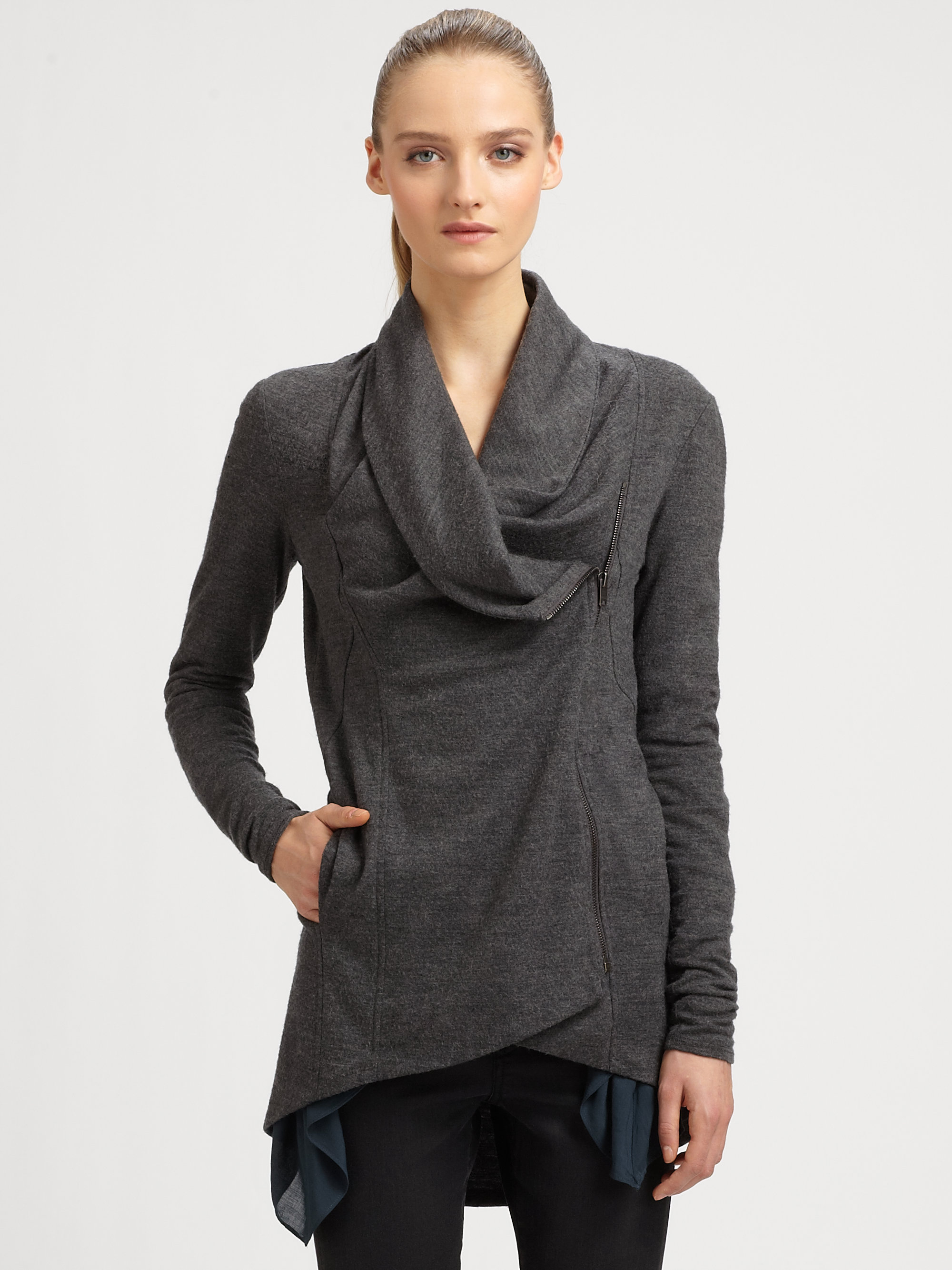 Lyst Helmut Lang Draped Jacket in Gray