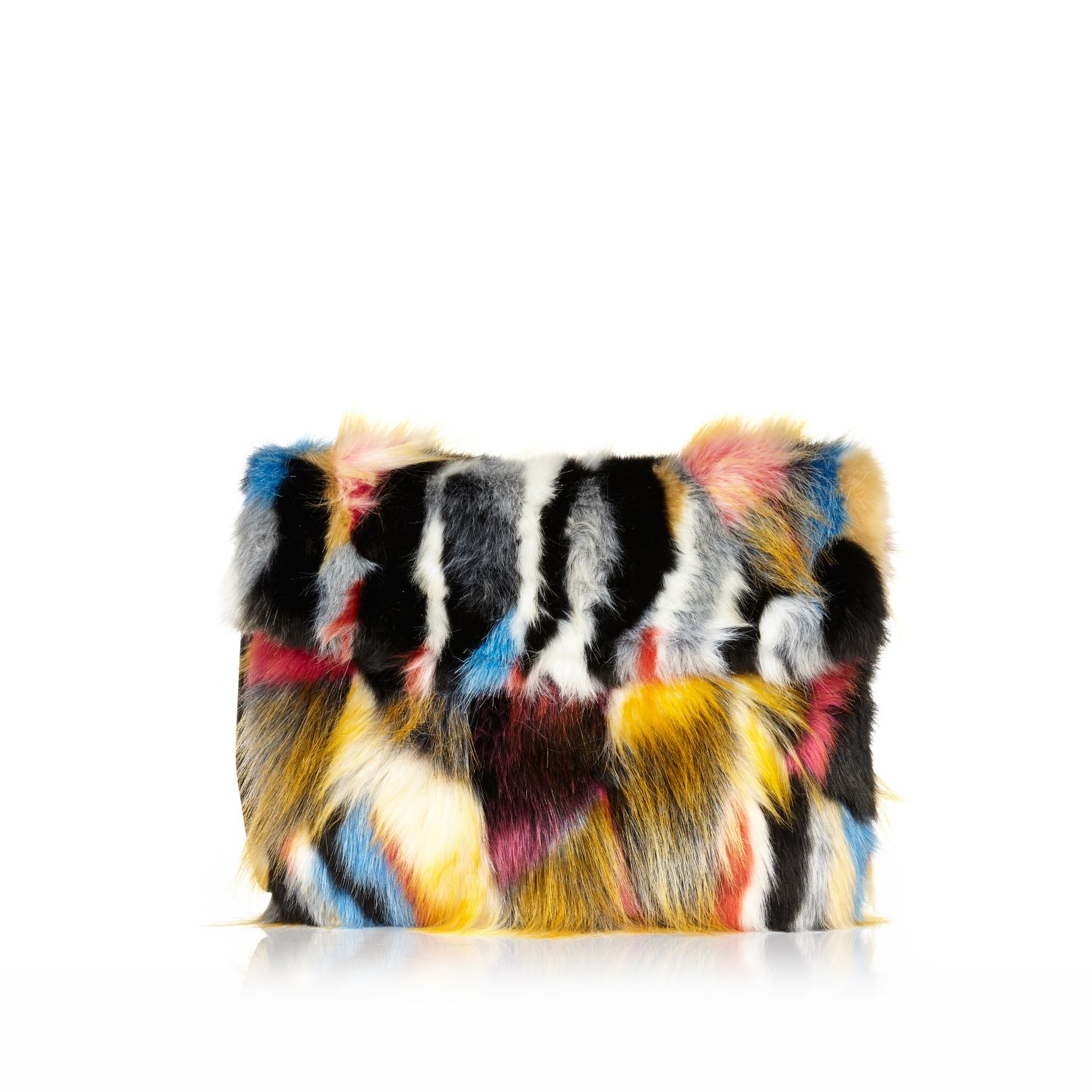 Lyst River Island Mixed Faux Fur Clutch Bag In Black Gallery