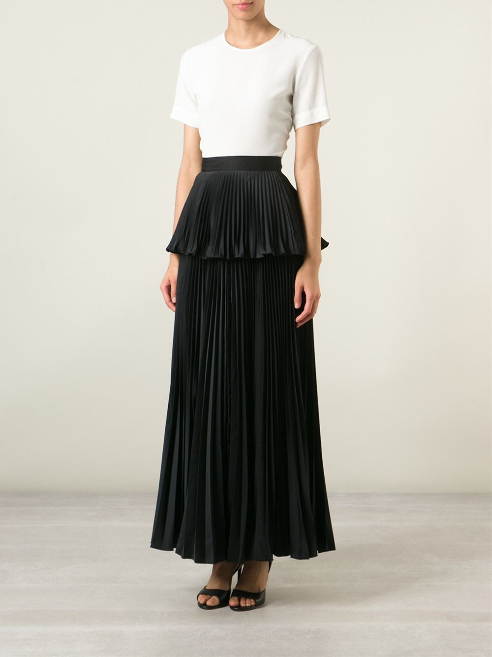 Issa Long Pleated Peplum Skirt in Black | Lyst