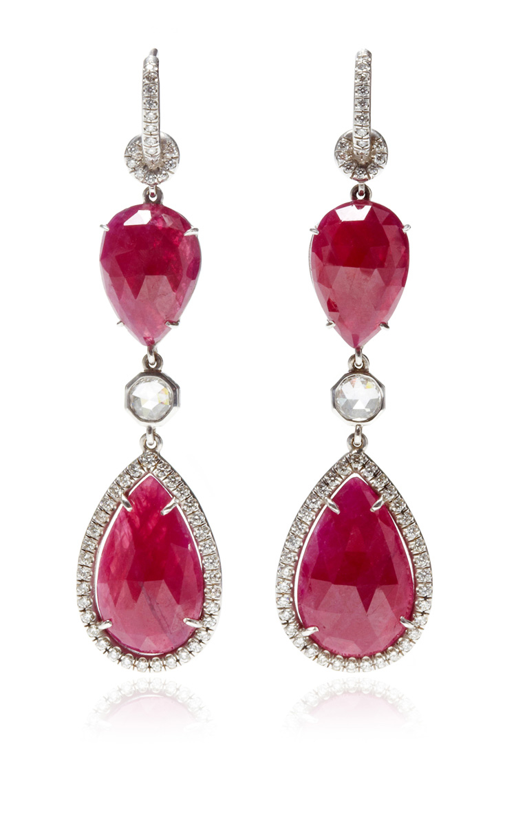 Nina Runsdorf One Of A Kind Ruby Dangle Earrings with Diamonds in Red ...