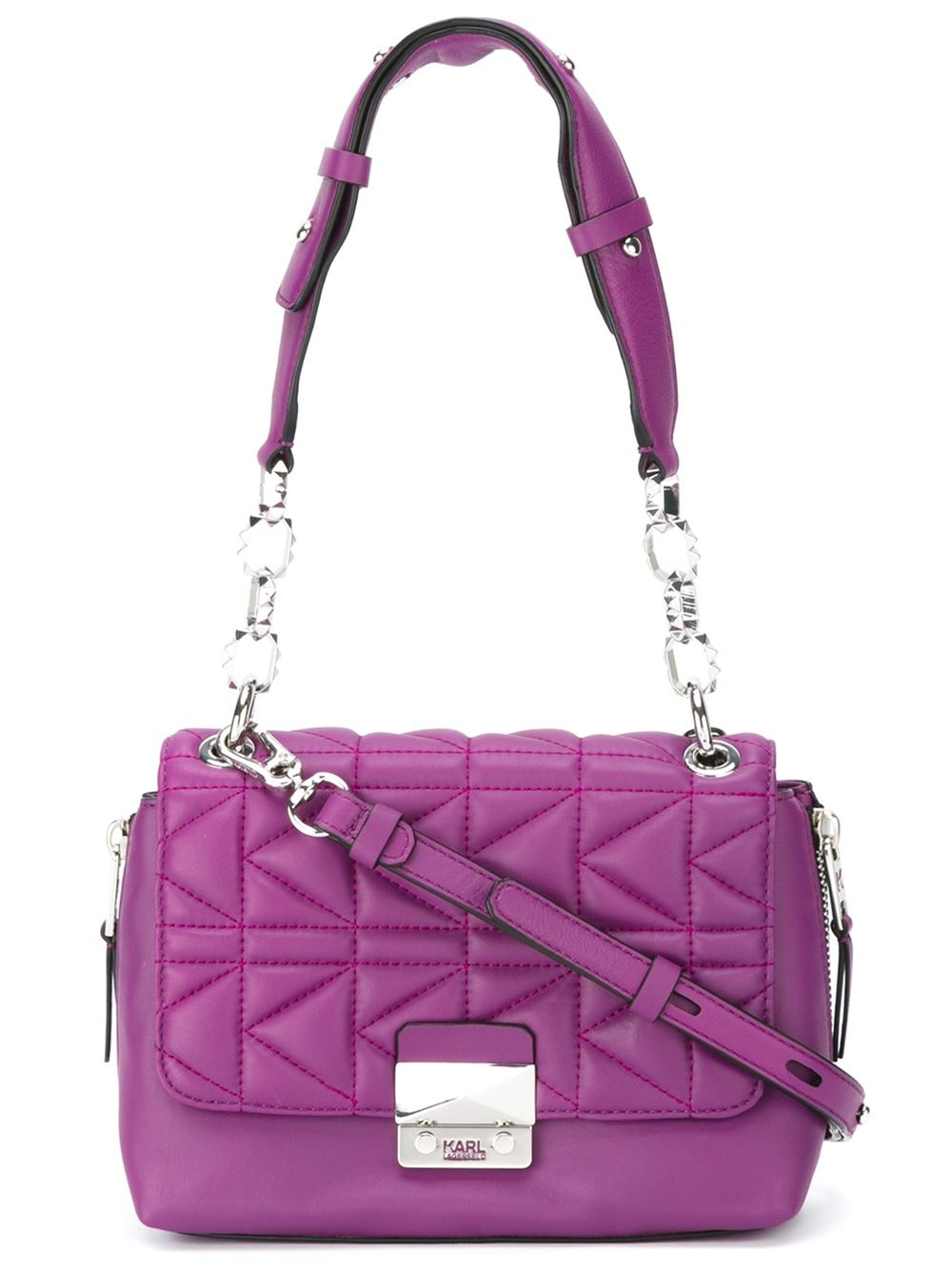 Lyst - Karl Lagerfeld Quilted Leather Shoulder Bag in Pink