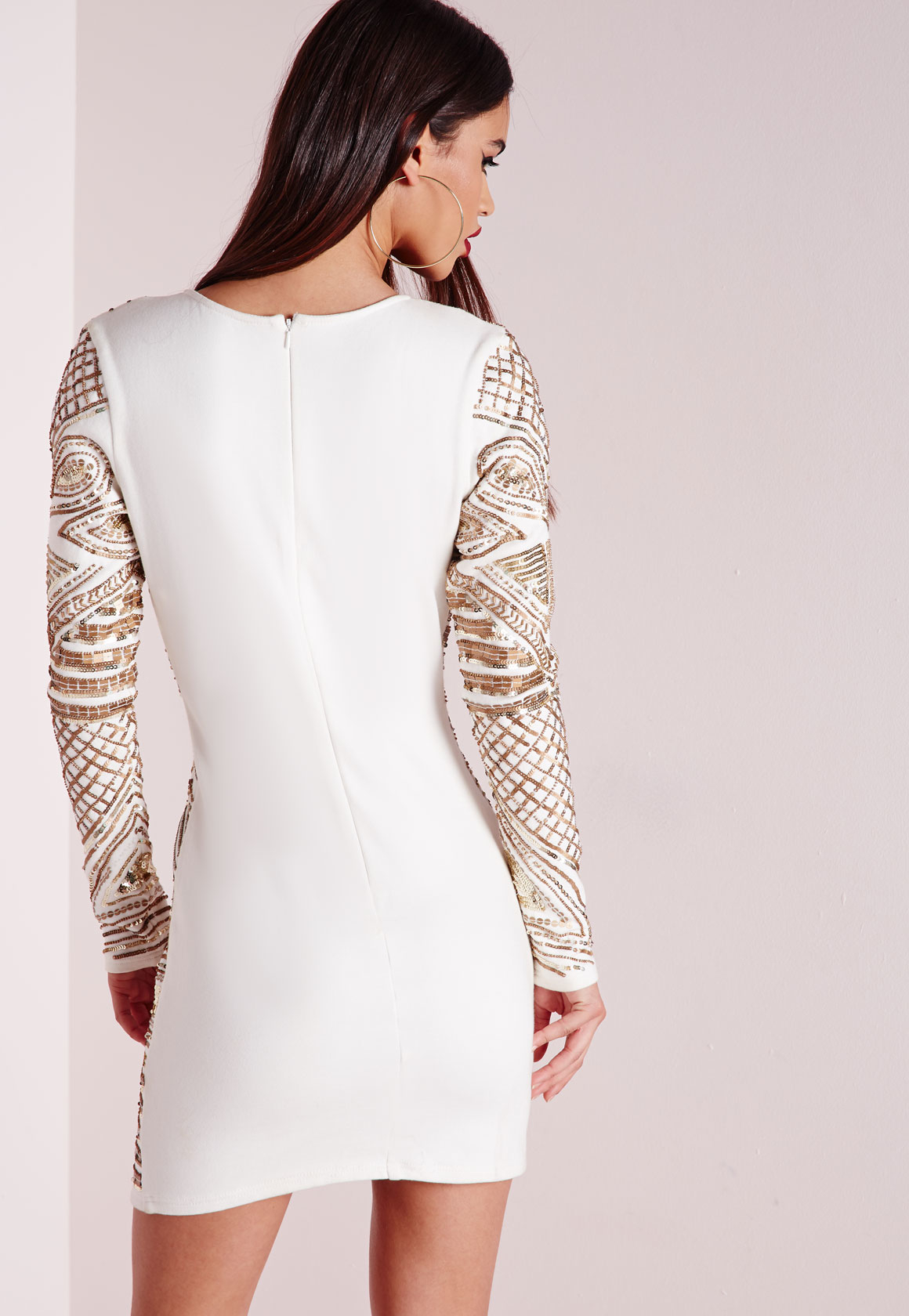 white embellished bodycon dress