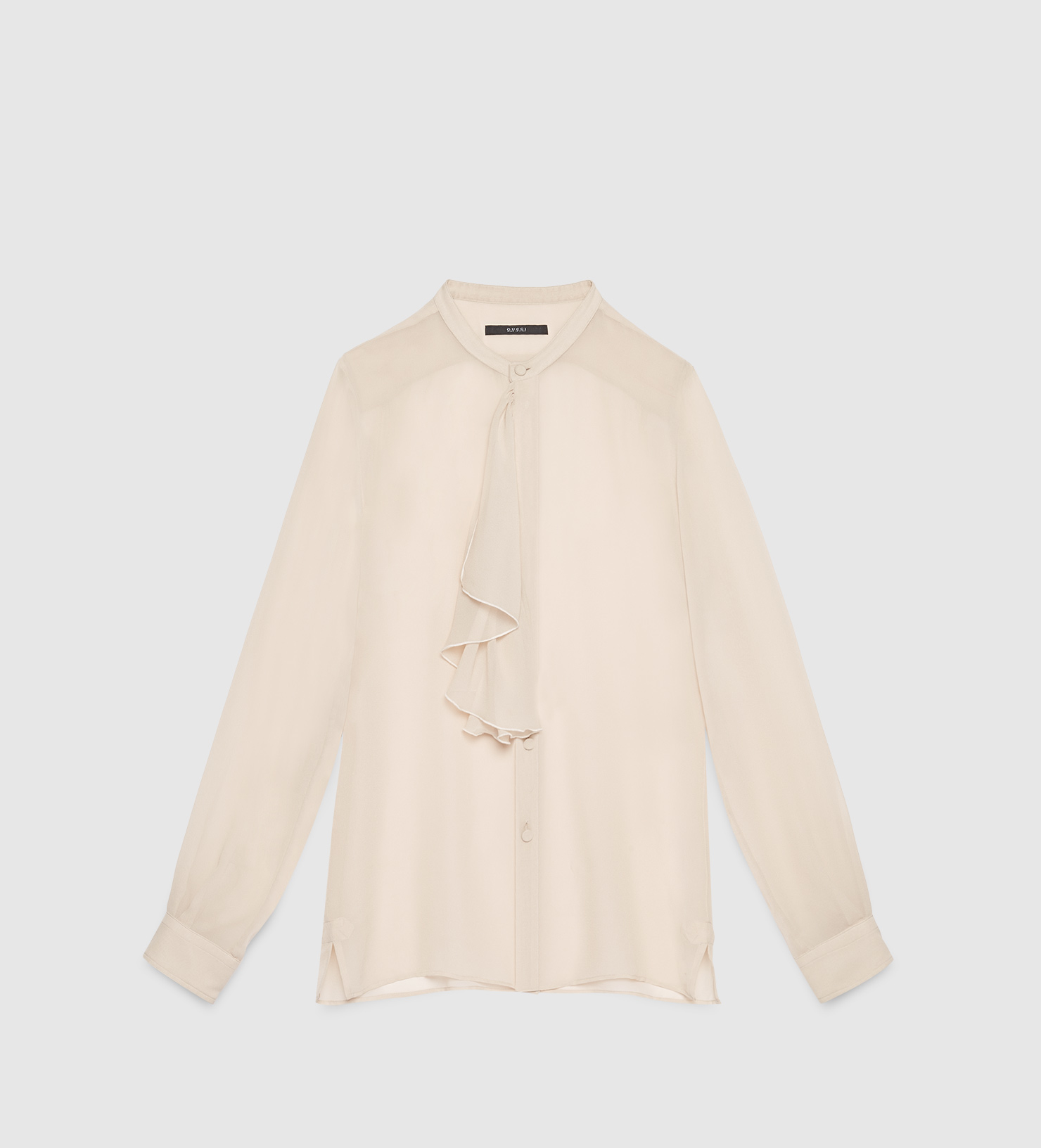 Lyst - Gucci Silk Shirt With Ruffle in Natural for Men