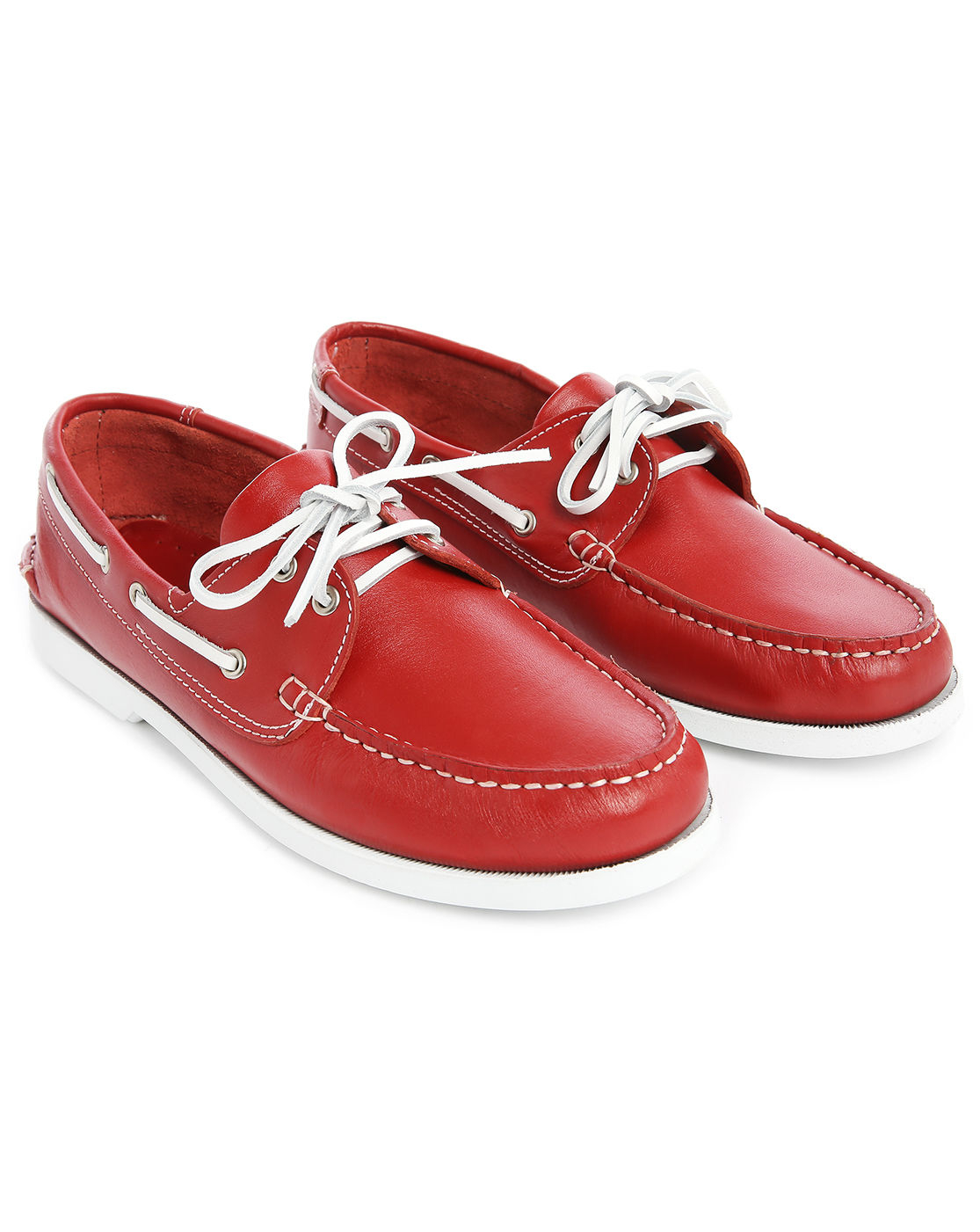 red leather boat shoes