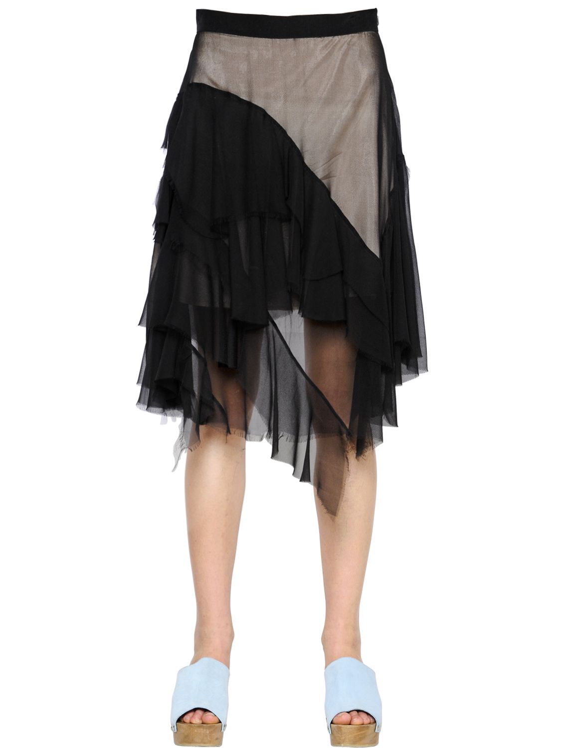 Marques'almeida Ruffled Silk Chiffon Skirt in Black | Lyst