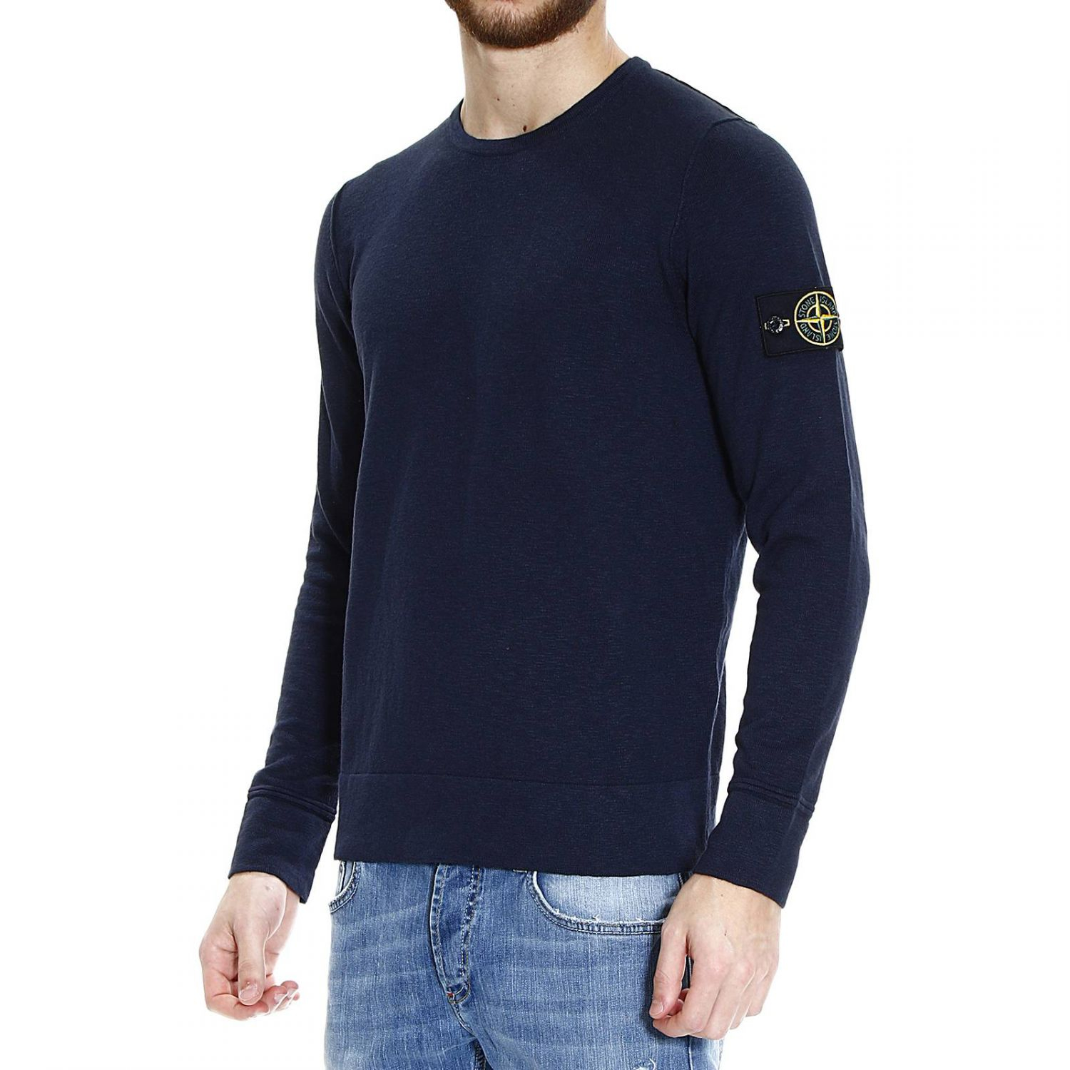 Stone island Sweater Knit CrewNeck Cotton Slubbed in Blue for Men Lyst