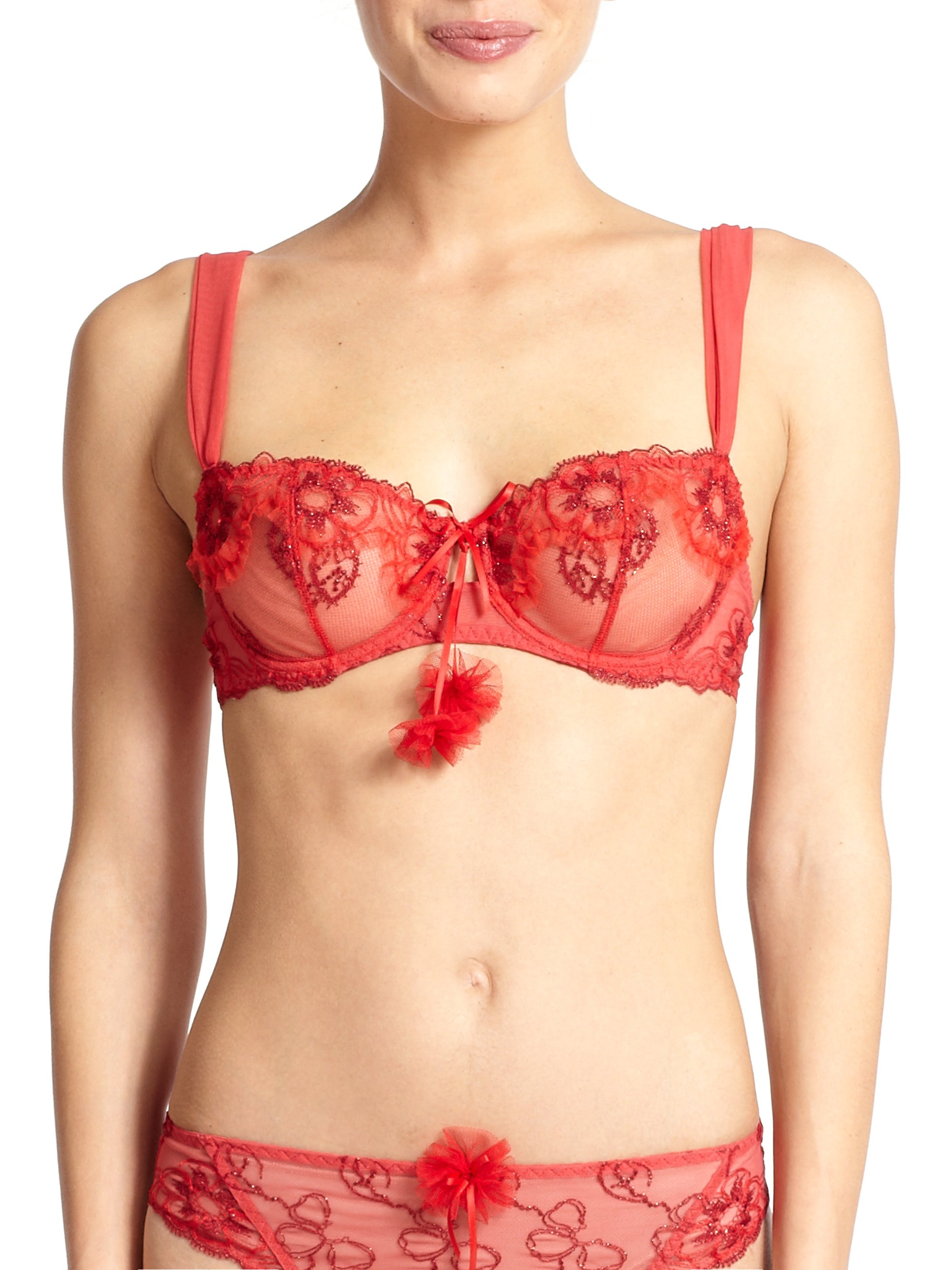 Aubade Russian Cancan Half Cup Bra In Red Lyst 