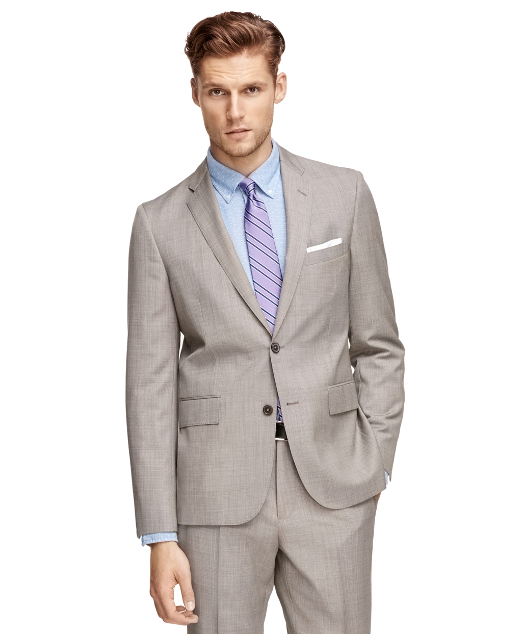 Lyst - Brooks Brothers Tan Tic Suit Jacket in Gray for Men
