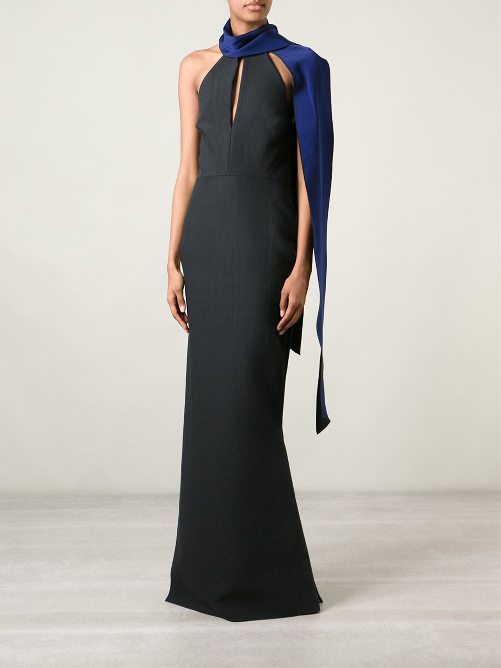 Victoria beckham Draped Panel Evening Dress in Blue (black) | Lyst