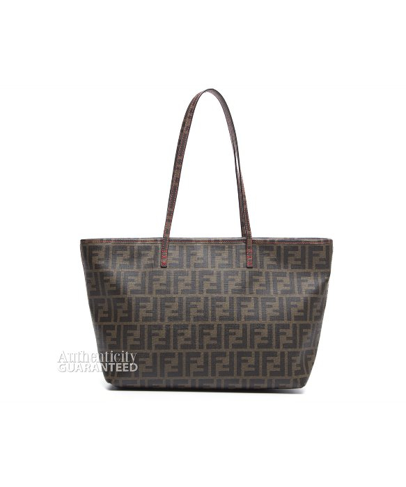 Fendi | Brown Preowned Zucca Tote Bag with Red Trim | Lyst