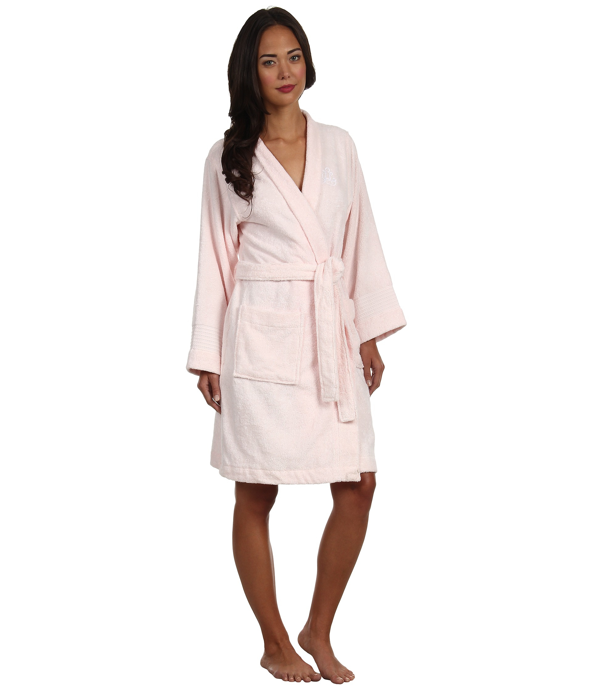 Lauren by ralph lauren Greenwich Woven Terry Robe in Pink | Lyst