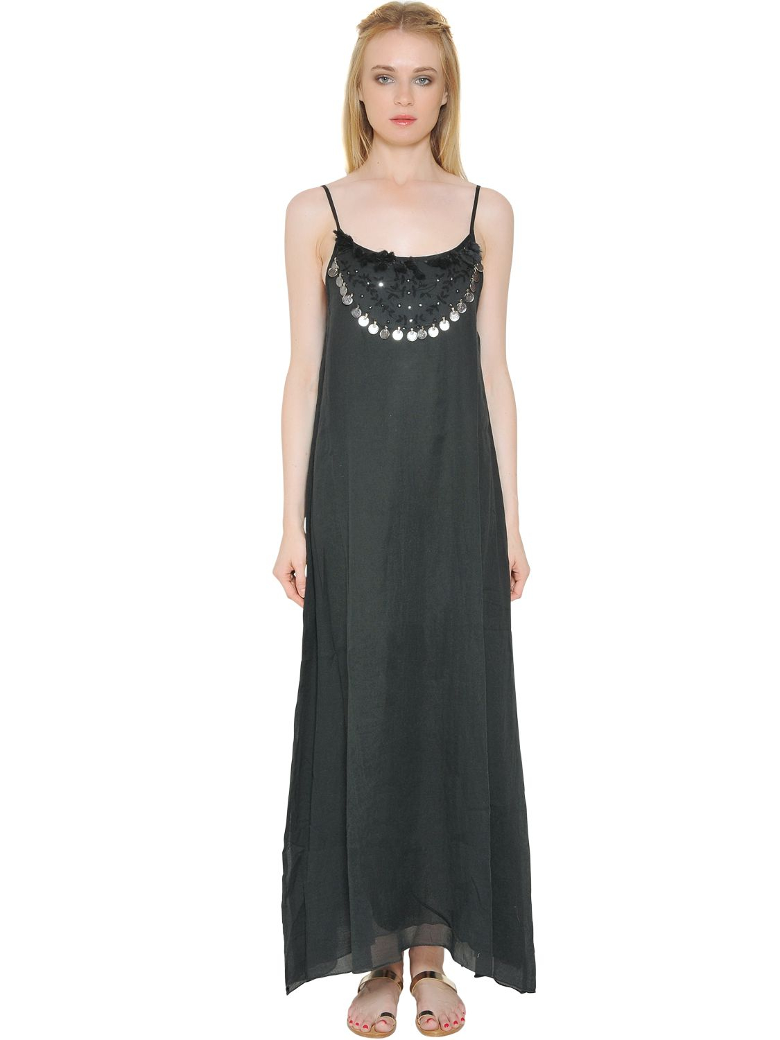 Mes Demoiselles Embellished Cotton Voile Dress in Black Lyst