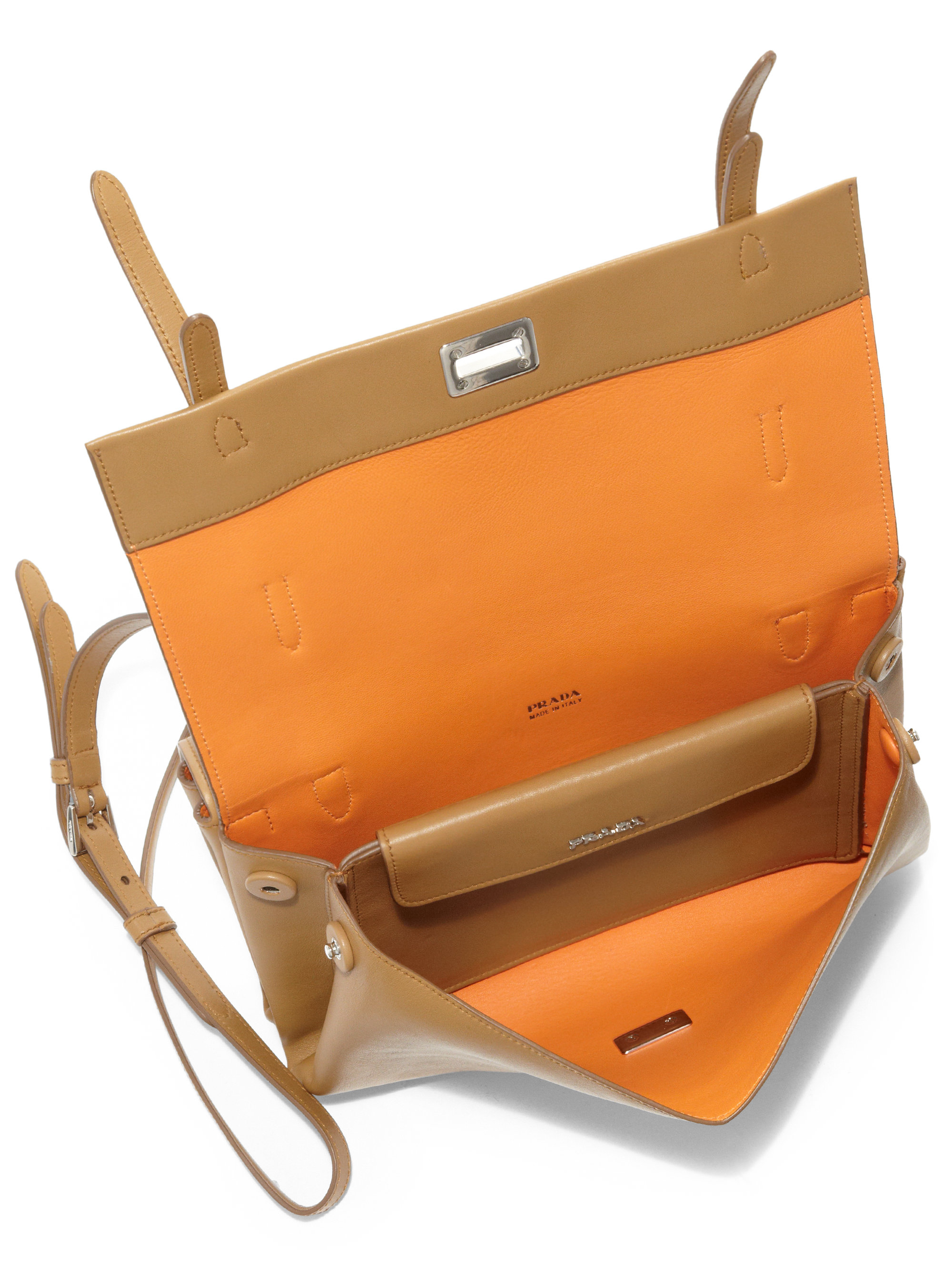 Prada Lux Calf Double Shoulder Bag in Brown (CARAMELLO-CARAMEL) | Lyst
