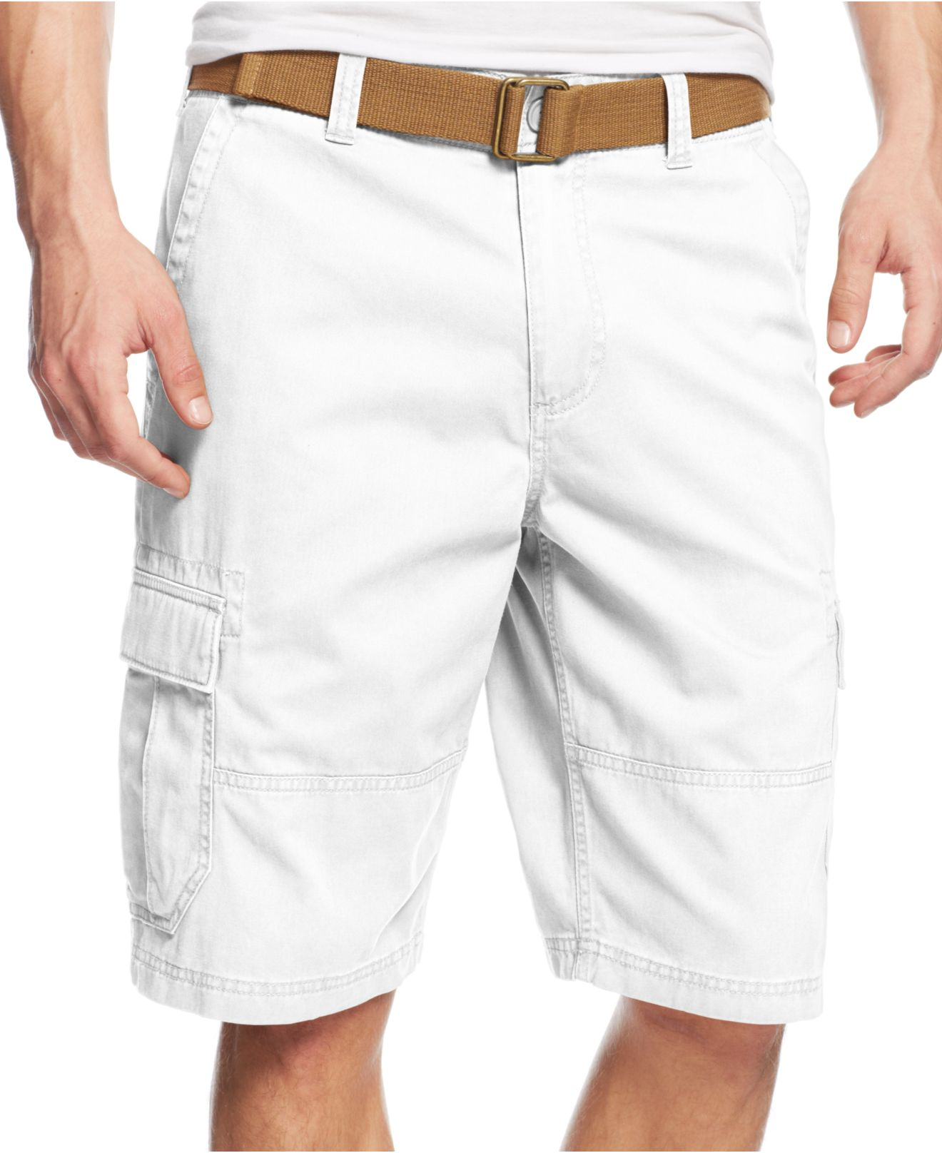 American rag Men's Belted Relaxed Cargo Shorts in White for Men | Lyst