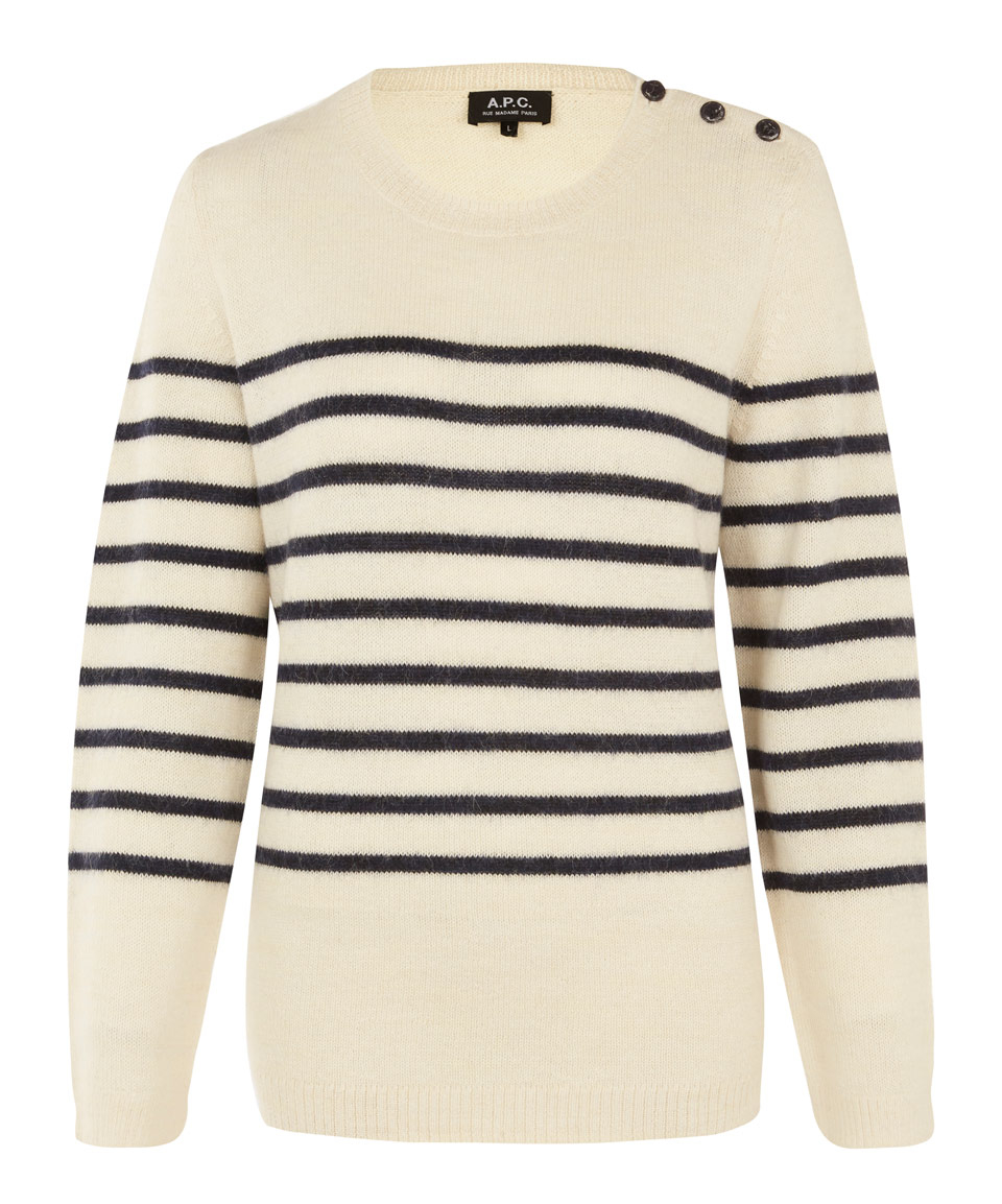 A.p.c. Breton Stripe Sweater in Natural | Lyst