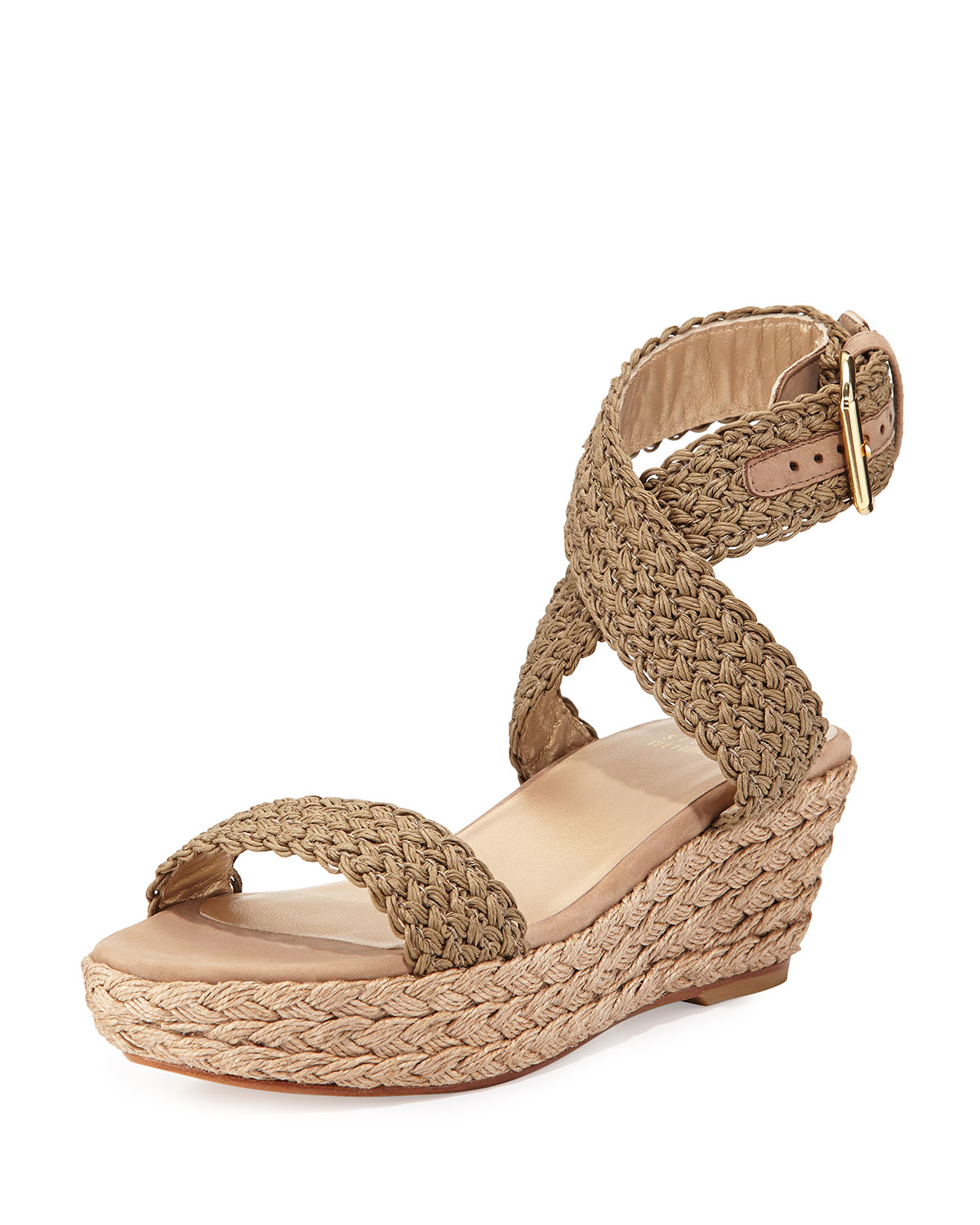 Lyst Stuart Weitzman Alexlo Crochet Wedge Sandal in Natural