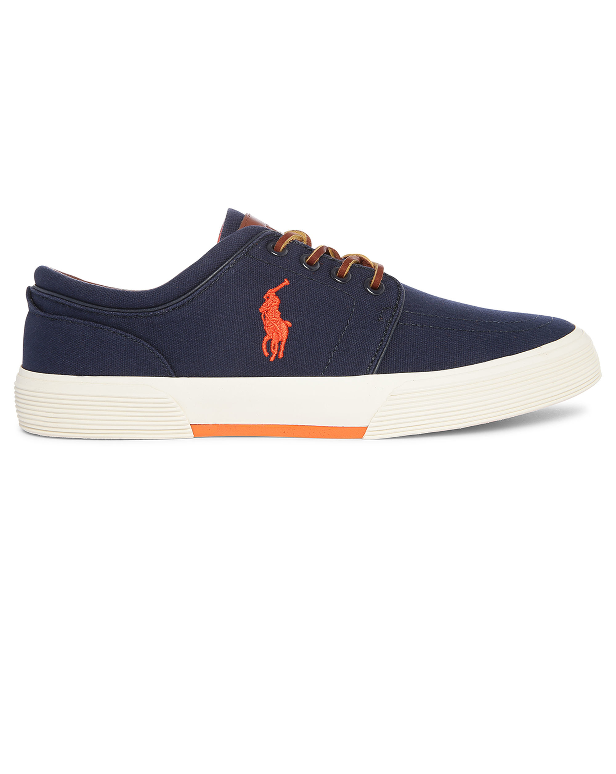 Polo ralph lauren Navy Faxon Canvas Sneakers With Orange Contrast in ...