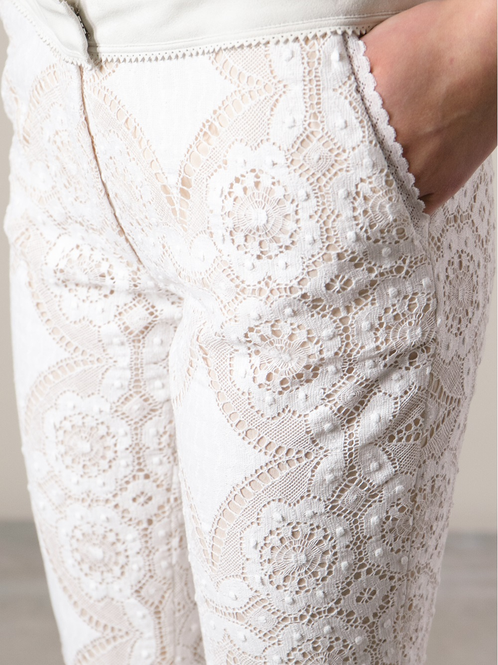 white lace trousers